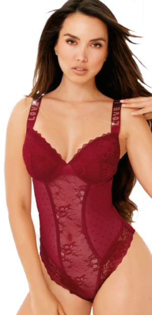 BODY DE ENCAJE CON TRANSPARENCIAS Y DETALLES BRILLOSOS