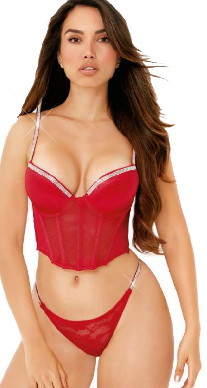 TANGA ROJA CON APLICACION BRILLOSA