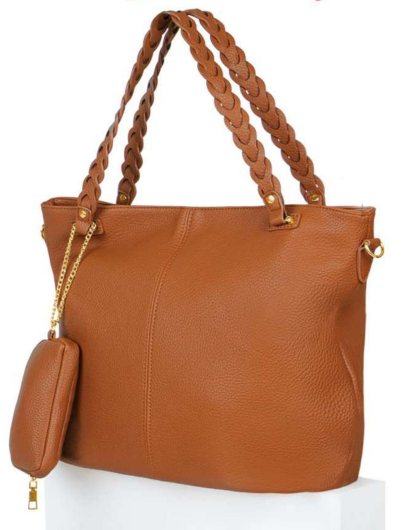 BOLSO ELEGANTE CON ASA TRENZADA Y MONEDERO
